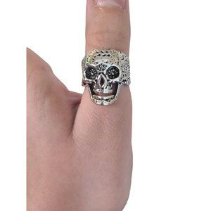 Skull Ring with Floral Design, Unisex, Goth, Emo